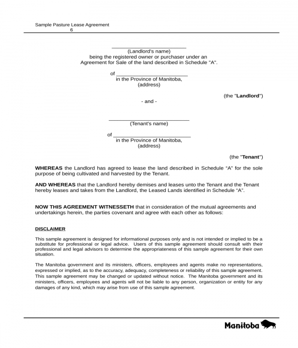 FREE 4+ Pasture Lease Agreement Forms in PDF MS Word