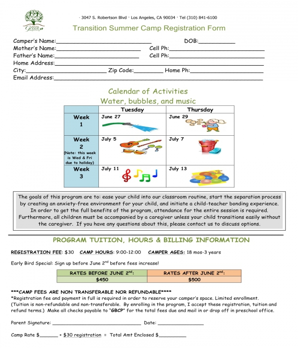 FREE 11 Printable Summer Camp Registration Forms In PDF MS Word