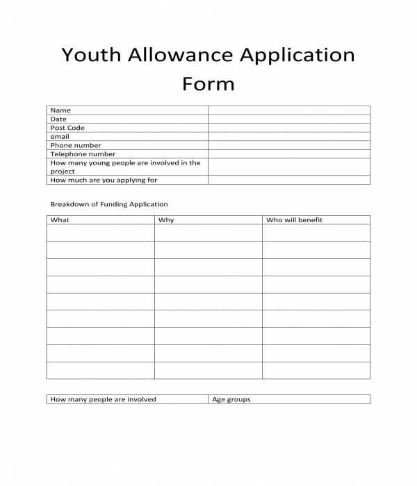 Free 3 Youth Allowance Forms In Pdf 6925