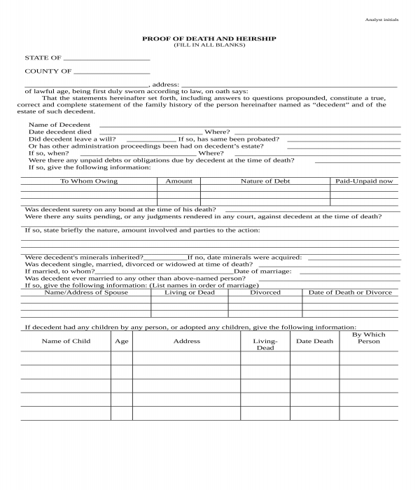 FREE 3+ Affidavit of Heirship Forms in PDF | MS Word