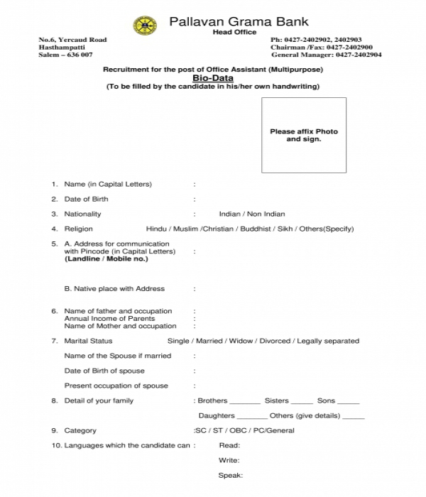 FREE 11+ Employee Bio-Data Form Samples, PDF, MS Word, Google Docs
