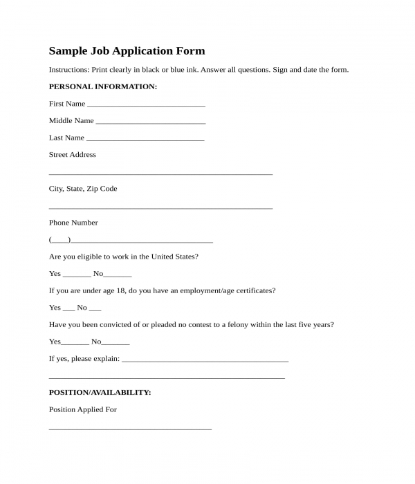 FREE Department Store Job Application Forms In PDF MS Word