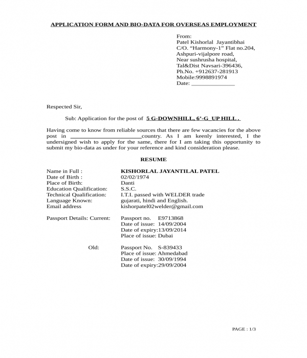 FREE 11+ Employee BioData Form Samples, PDF, MS Word, Google Docs