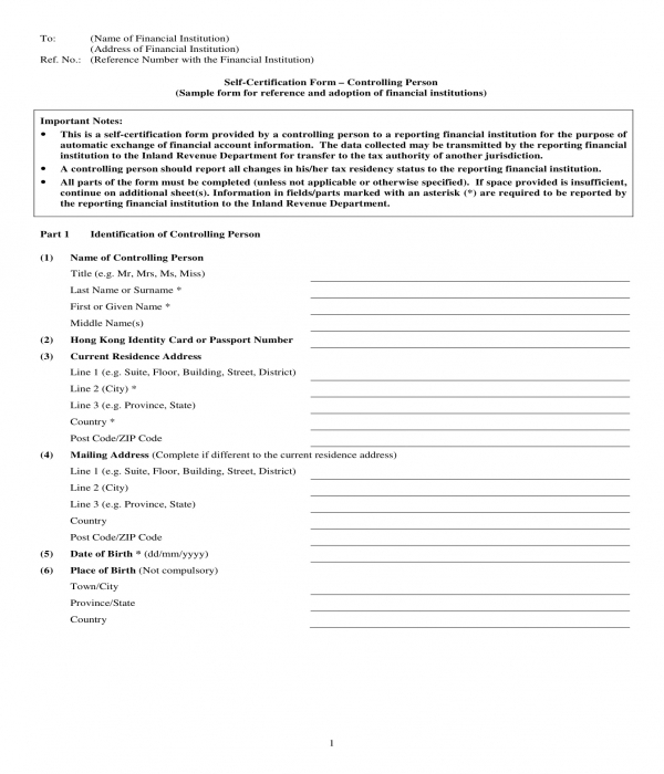 FREE 11+ SelfCertification Forms in PDF MS Word