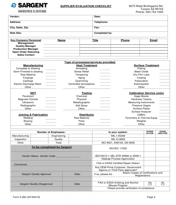 FREE 11+ Supplier Evaluation Forms in MS Word PDF