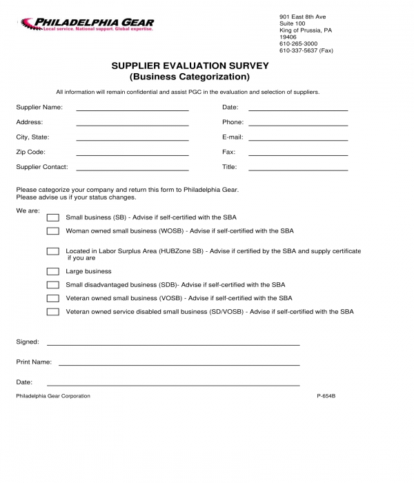 supplier evaluation survey form