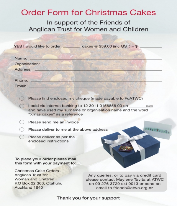 christmas cake order form in doc