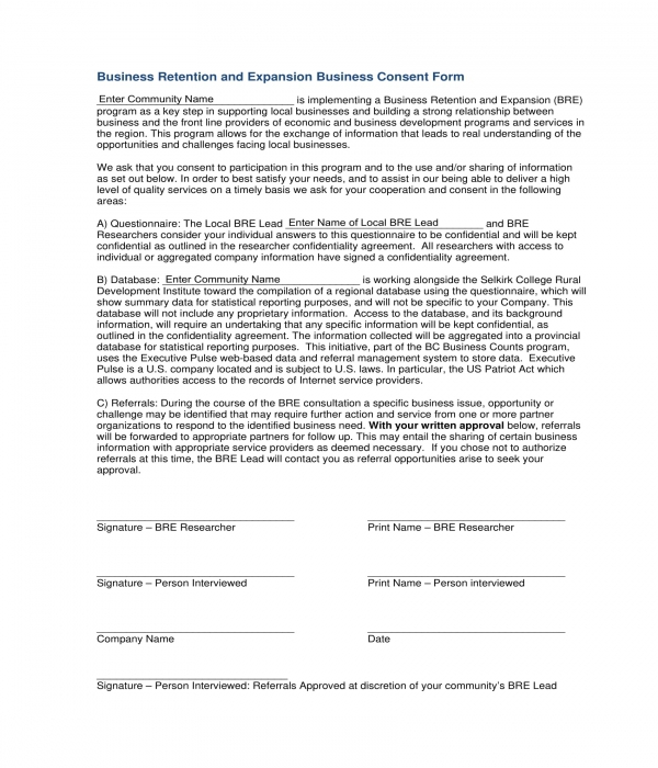 expansion business consent form