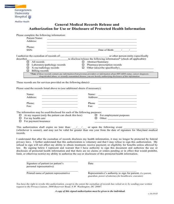 general medical records release