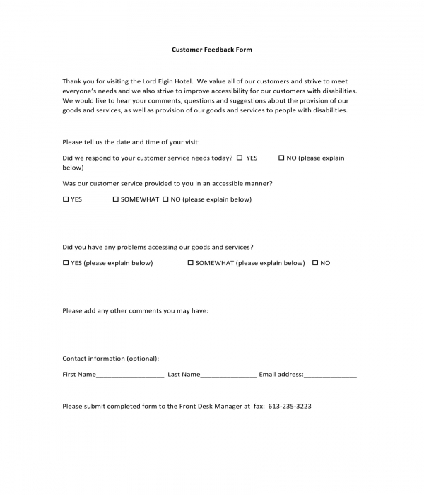 FREE 3+ Hotel Feedback Evaluation Forms in PDF MS Word