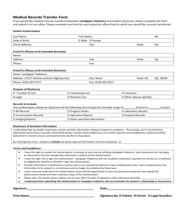 FREE 11 Medical Records Transfer Forms In PDF MS Word