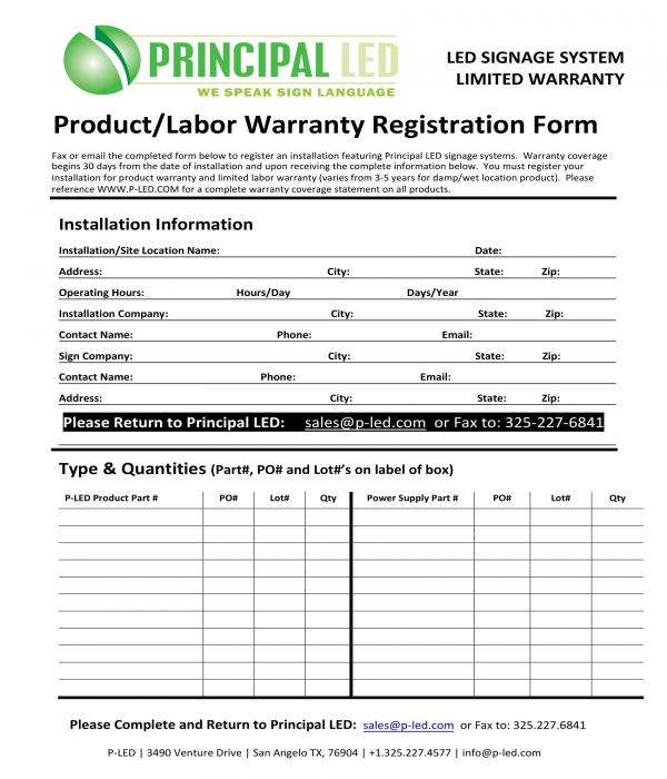 warranty registration form template