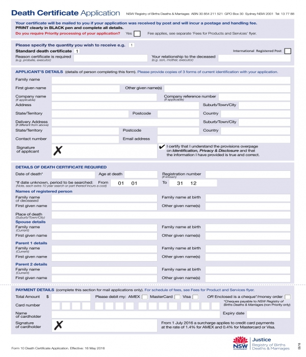 declaration of presumed death application