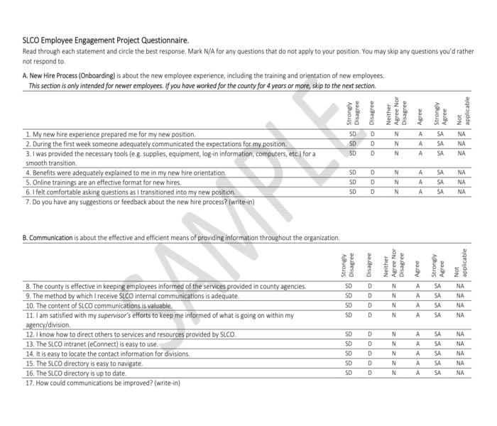 employee engagement project questionnaire