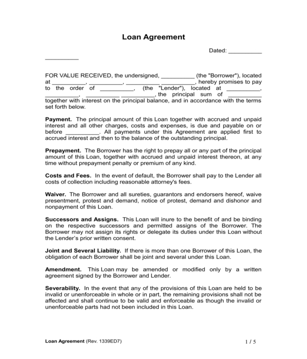 Interest Only Loan Template PDF Template