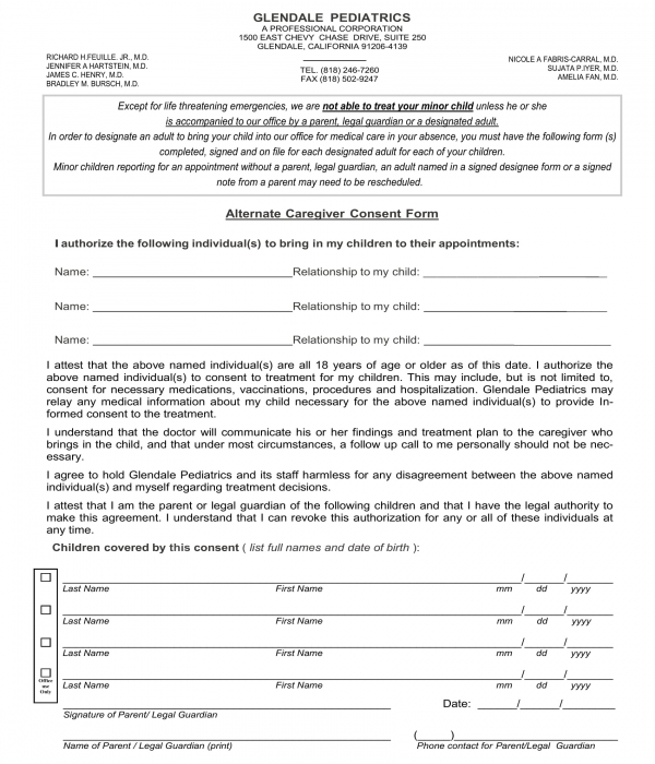 Free 6 Caregiver Consent Forms In Pdf Ms Word 3928