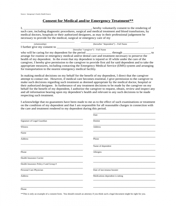 FREE 6  Caregiver Consent Forms in PDF MS Word