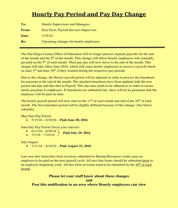 Payroll Notice Template
