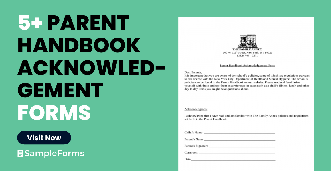 parent handbook acknowledgement form