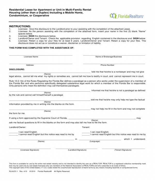 realtor condominium rental lease agreement form