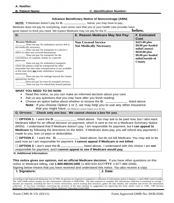 FREE 3+ Advance Beneficiary Notice Forms in PDF | MS Word