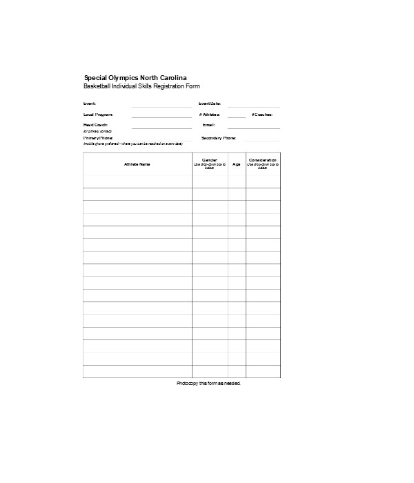 FREE 11+ Basketball Registration Forms in PDF | MS Word | Excel