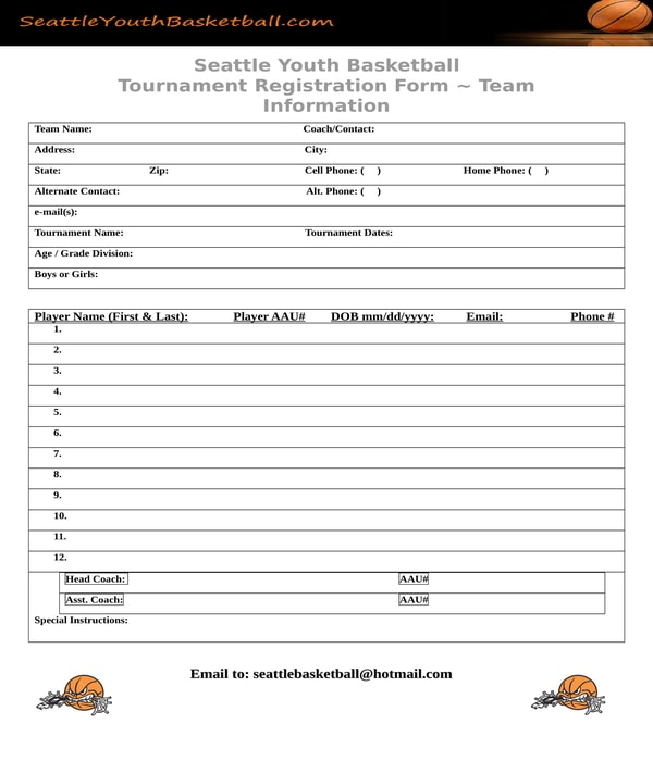 FREE 11+ Basketball Registration Forms in MS Word PDF Excel