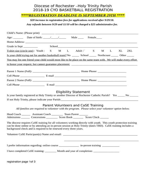 church basketball registration form
