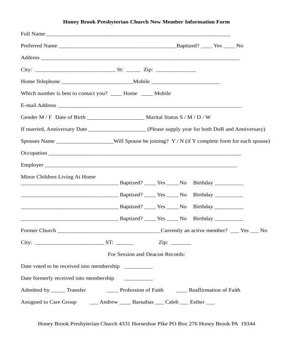 FREE 11 Church Registration Forms In MS Word PDF