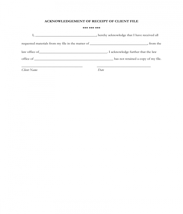 Free 6 Client Acknowledgment Forms In Pdf Ms Word 3149