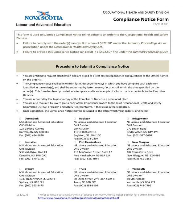 FREE 6+ Compliance Notice Forms in PDF MS Word