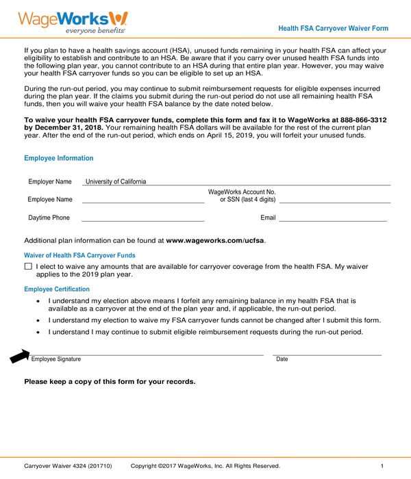 employee carryover waiver form
