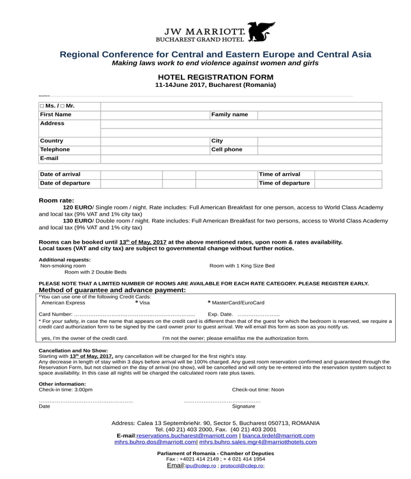 hotel guest registration form in doc