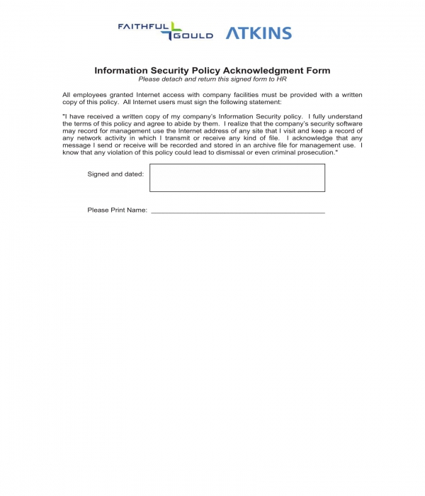 information security policy acknowledgment form