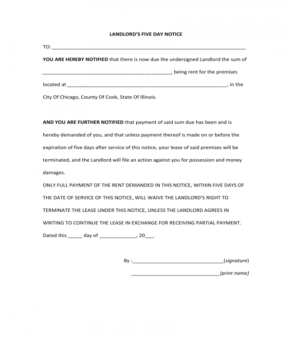 Free 3 Five Day Notice Forms In Pdf Ms Word 2953