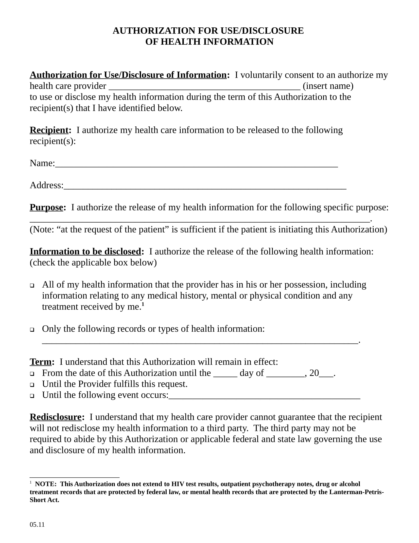 medical report release authorization form