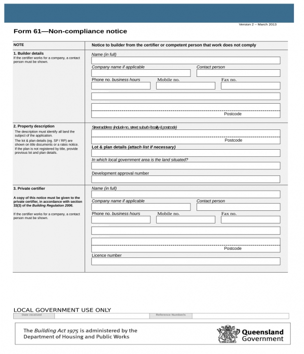 non compliance notice form in doc