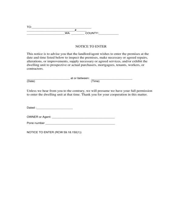 FREE 5 Notice To Enter Forms In PDF MS Word