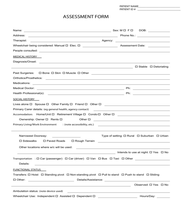 FREE 11 Physical Therapy Assessment Forms In PDF