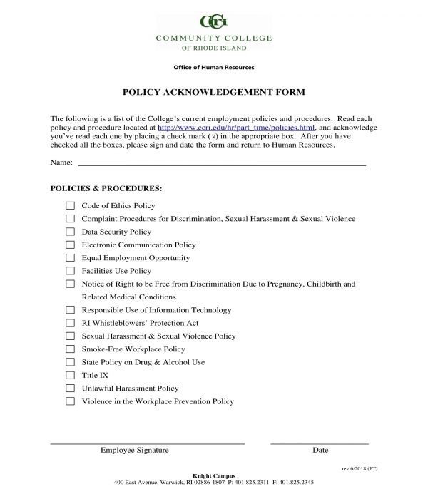 FREE 25 Policy Acknowledgment Forms In PDF MS Word