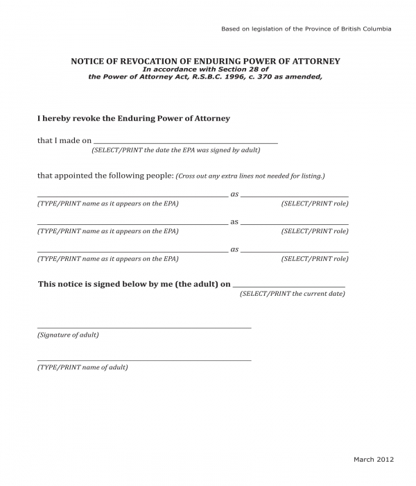 FREE 3 Revocation Of Power Of Attorney Forms In PDF MS Word