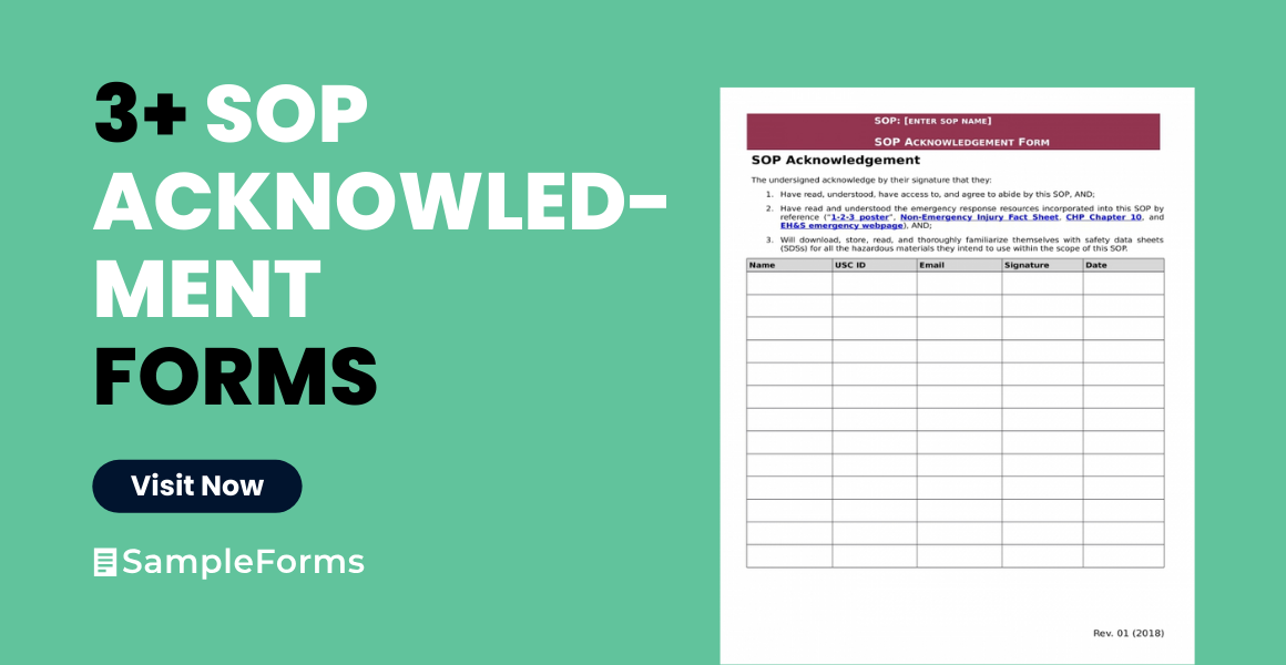 sop acknowledgment form