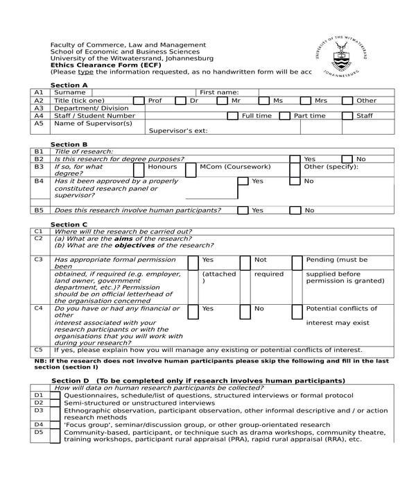 school ethics clearance form