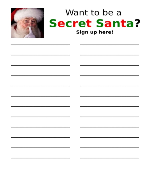Secret Santa Free Printable Template Printable Templates