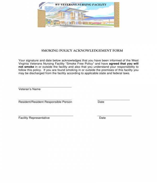 smoking policy acknowledgment form