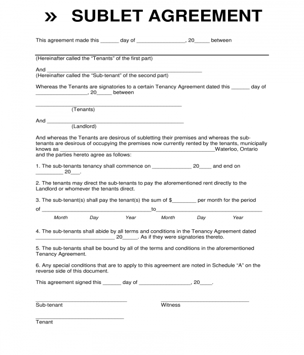 FREE 3+ Sublet Agreement Forms in PDF | MS Word