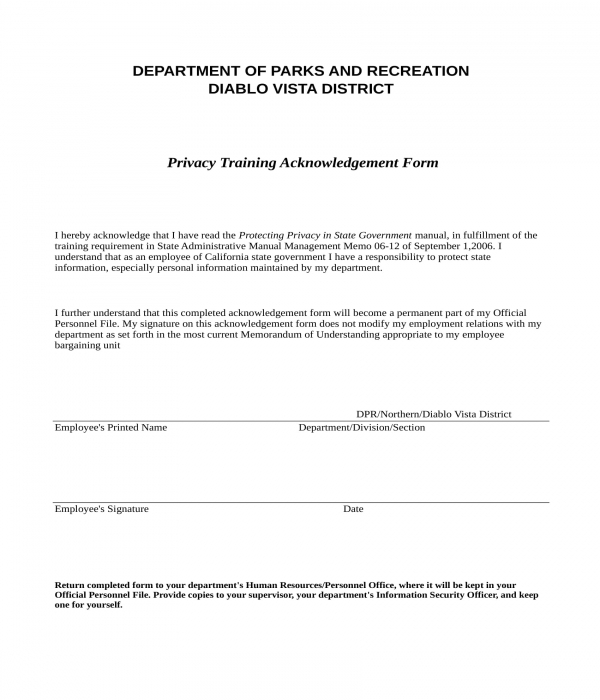 FREE 24+ Training Acknowledgment Form Samples, PDF, MS Word, Google ...