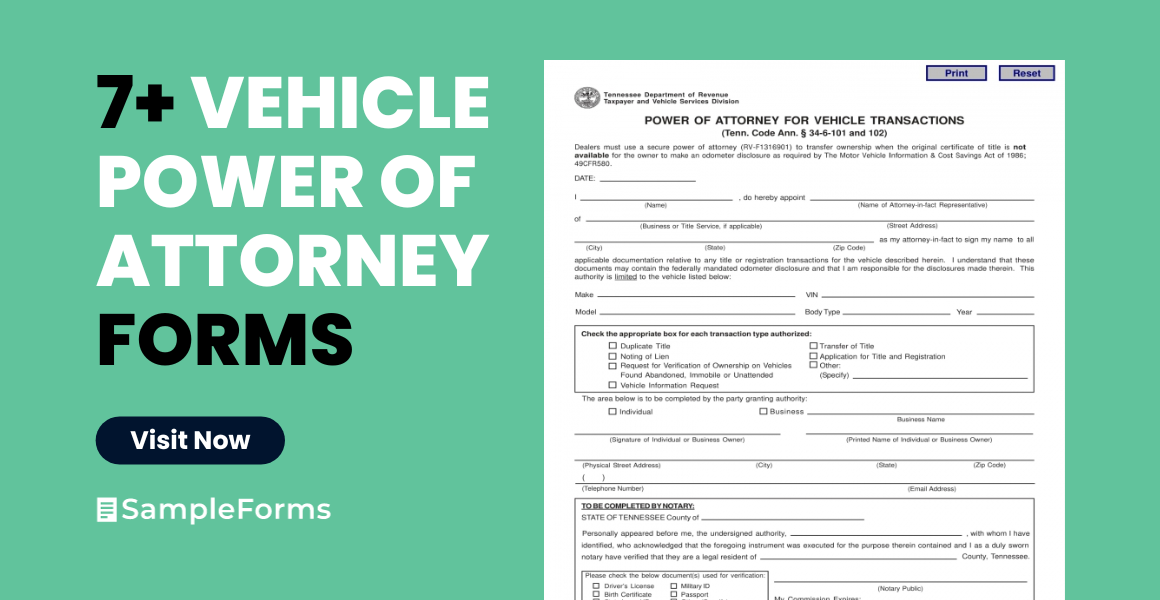vehicle power of attorney form
