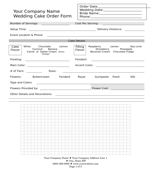 wedding cake order form in doc
