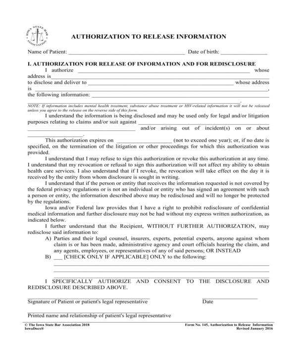 authorization to release information form